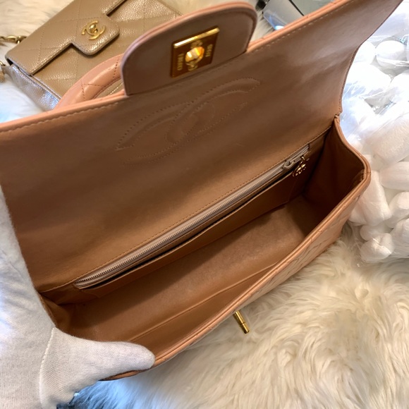 Vintage Chanel Kelly handle bag peach pink - Picture 13 of 13